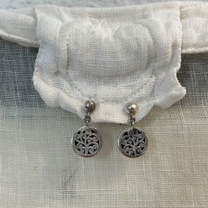 Lois Hill Jewelry Handcarved Sterling Silver Drop Earrings with Stud Backing